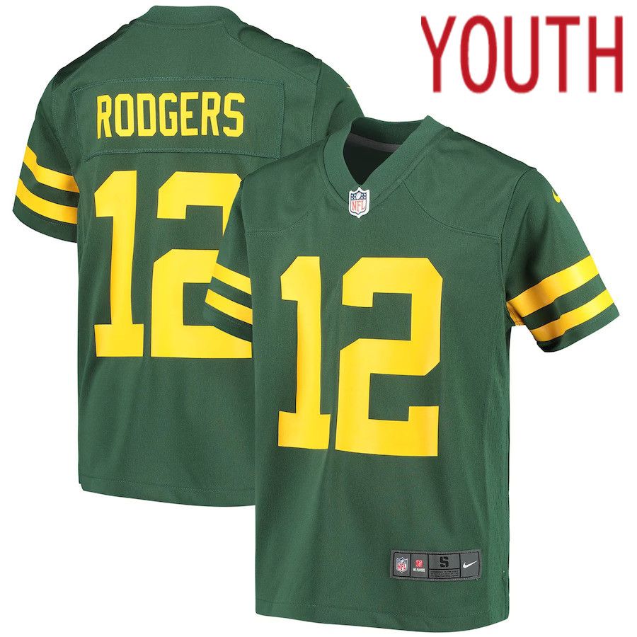 Youth Green Bay Packers #12 Aaron Rodgers Nike Green Alternate Game Player NFL Jersey